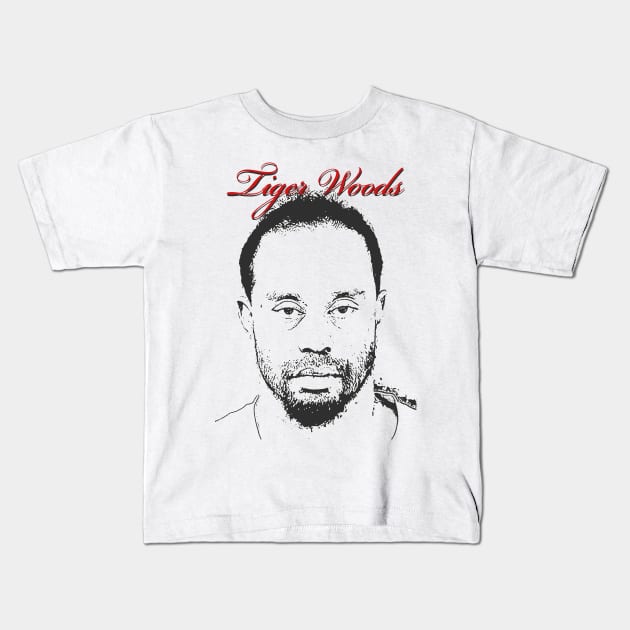 DRAWING VINTAGE - TIGER WOODS Kids T-Shirt by ANIMALLL